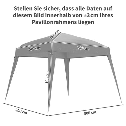 Outsunny Pavillon-Ersatzdach, Ersatzplane für 3 x 3 m Gartenpavillon, Gartenzeltdach-Ersatz, UPF50+, Oxford-Stoff, Hellgrau