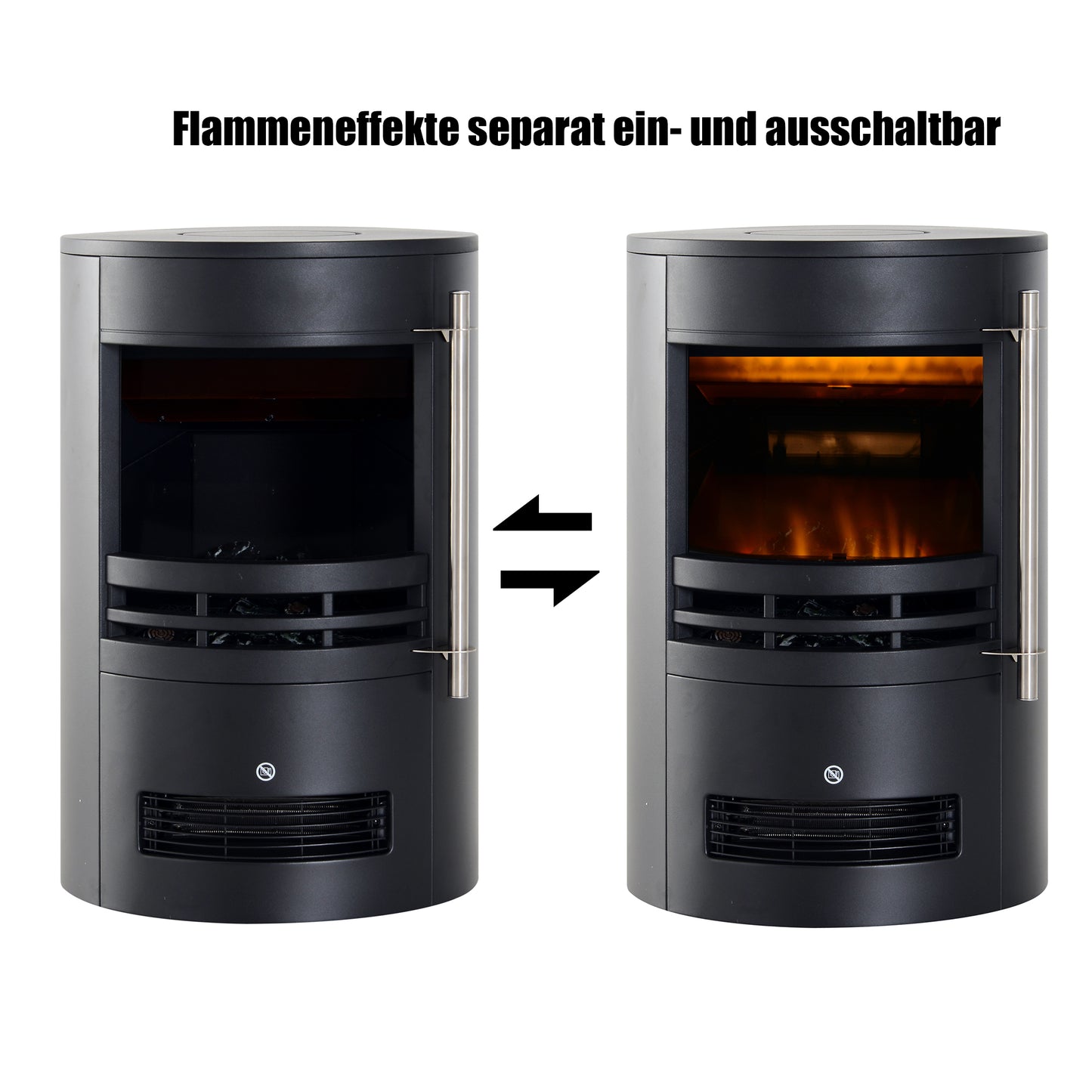 HOMCOM Elektrokamin mit Heizung، كهربائي Kamin مع تأثير اللهب LED، 900/2000W Dekokamin، كهربائي Kaminfeuer Kaminofen، أسود