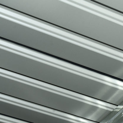 Outsunny Gerätehaus, Gartenhaus, Geräteschuppen mit Schiebetür, Lüftungsfenster, Pultdach, Outdoor, Stahl, Dunkelgrau, 280 x 130 x 172 cm