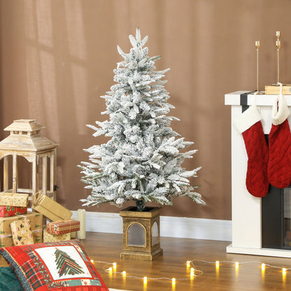 HOMCOM Künstlicher Weihnachtsbaum, schneebedeckter Look, 100 LEDs, 8 Modi, Kunststoff