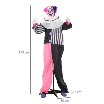 HOMCOM Grusel-Clown Halloween-Dekoration، beweglich، Lach-Funktion، وردي + ليلى