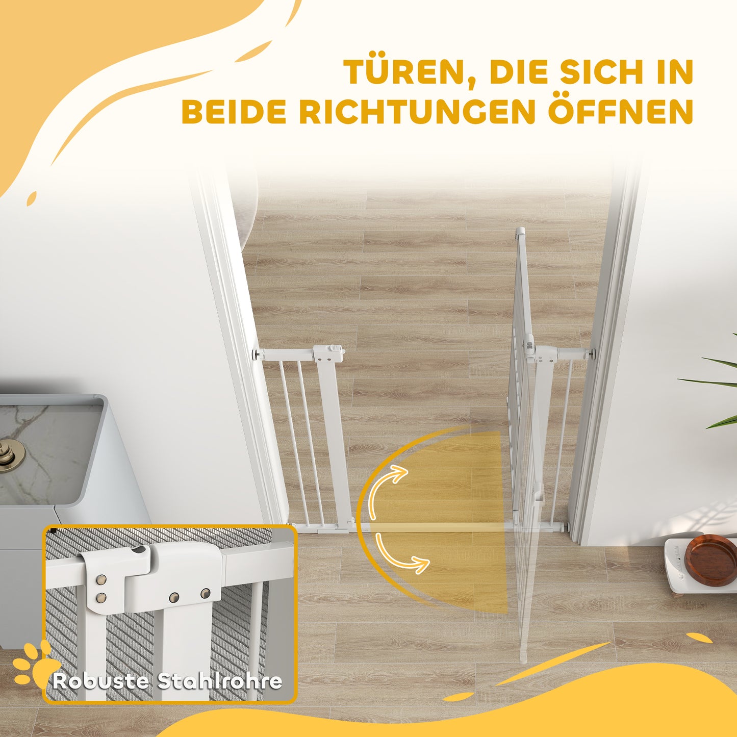 PawHut Türschutzgitter Hund، 76-104 سم Absperrgitter ohne Bohren، Treppengitter