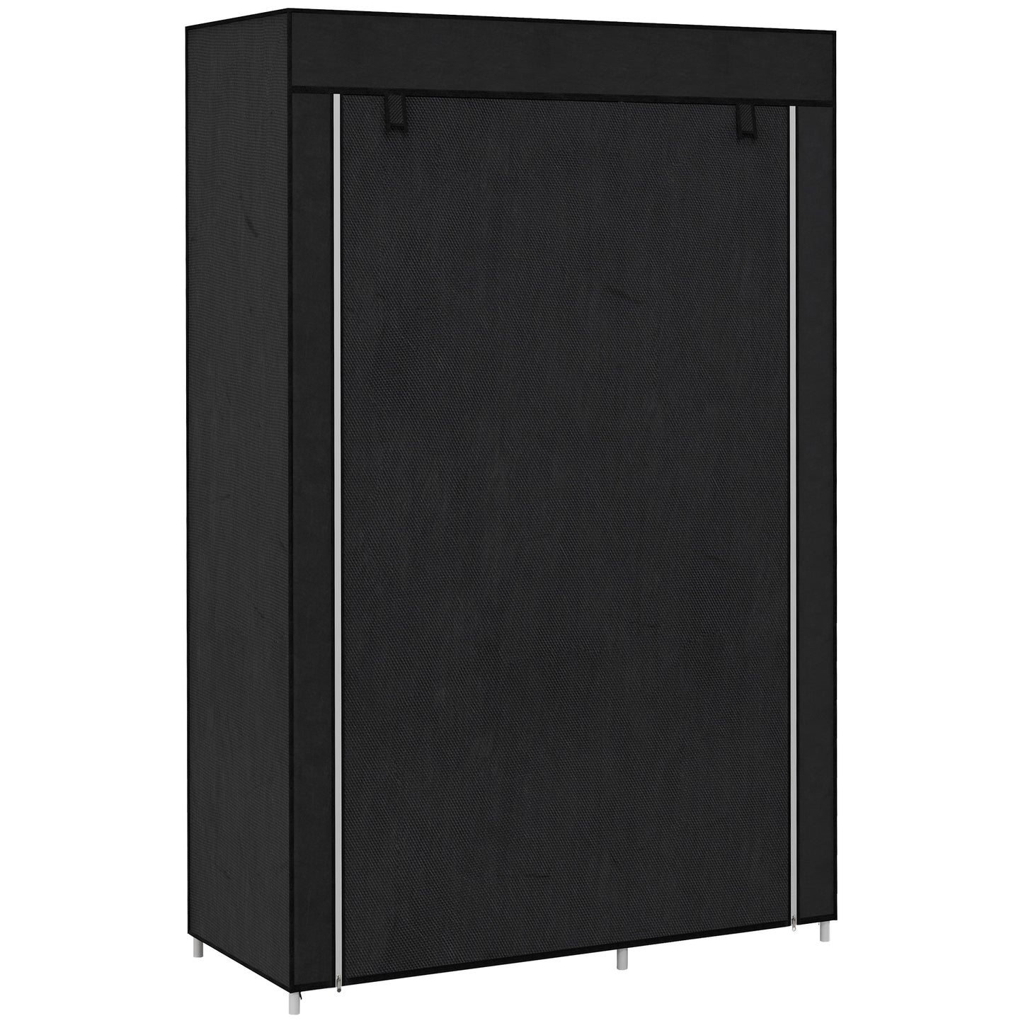 HOMCOM Schrank aus Stoff, Aufbewahrungslösung, 6 Regale, 1 Kleiderstange, Schwarz