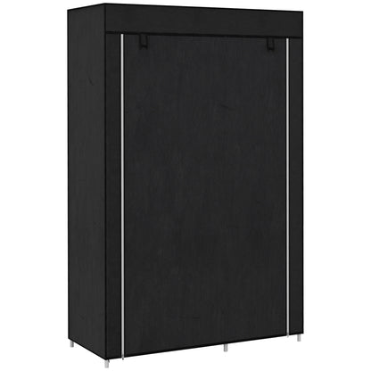 HOMCOM Schrank aus Stoff, Aufbewahrungslösung, 6 Regale, 1 Kleiderstange, Schwarz