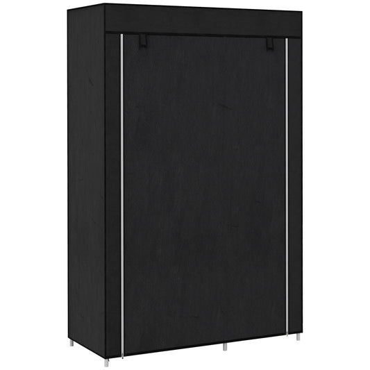 HOMCOM Schrank aus Stoff, Aufbewahrungslösung, 6 Regale, 1 Kleiderstange, Schwarz
