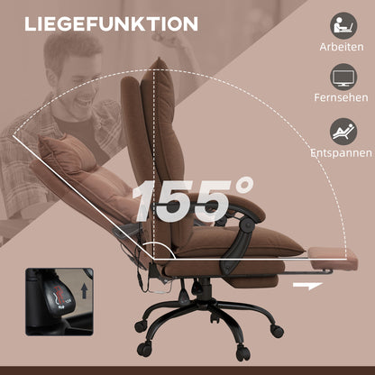 Vinsetto Bürostuhl mit Massage- und Heizfunktion, Fußstütze, verstellbar, bis 120 kg, Braun