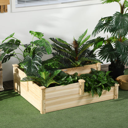 Outsunny Hochbeet mit 3 Pflanzkästen, 3-stufiges Design, offenere Boden, 108 cm x 88 cm x 36 cm, Natur