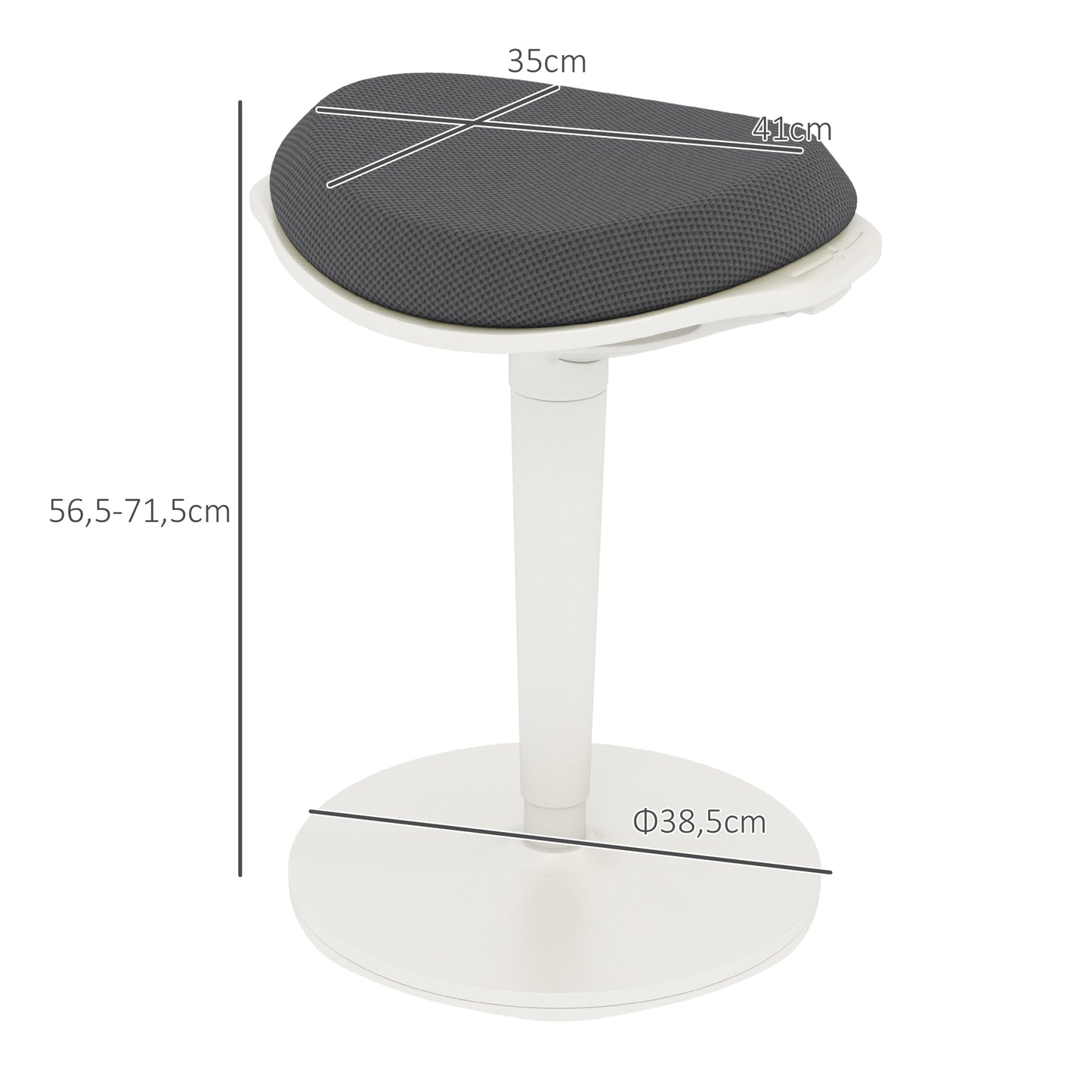 HOMCOM Bürohocker، مريح Stehhocker، höhenverstellbar، مكرر 120 كجم، 42,5 × 35,5 × 56,5-71,5 سم، غراو