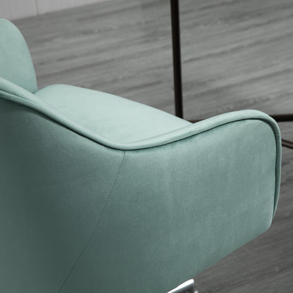 Vinsetto Schreibtischstuhl mit Knopfheftung, höhenverstellbar, Wippfunktion, Samtoptik, 61 cm x 59 cm x 90,5 cm, Türkis