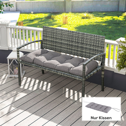 Outsunny Bankauflage 105 x 46 x 12,5 cm Bankkissen mit Bändern, Outdoor Sitzkissen für Gartenmöbel, Sitzbank, Grau