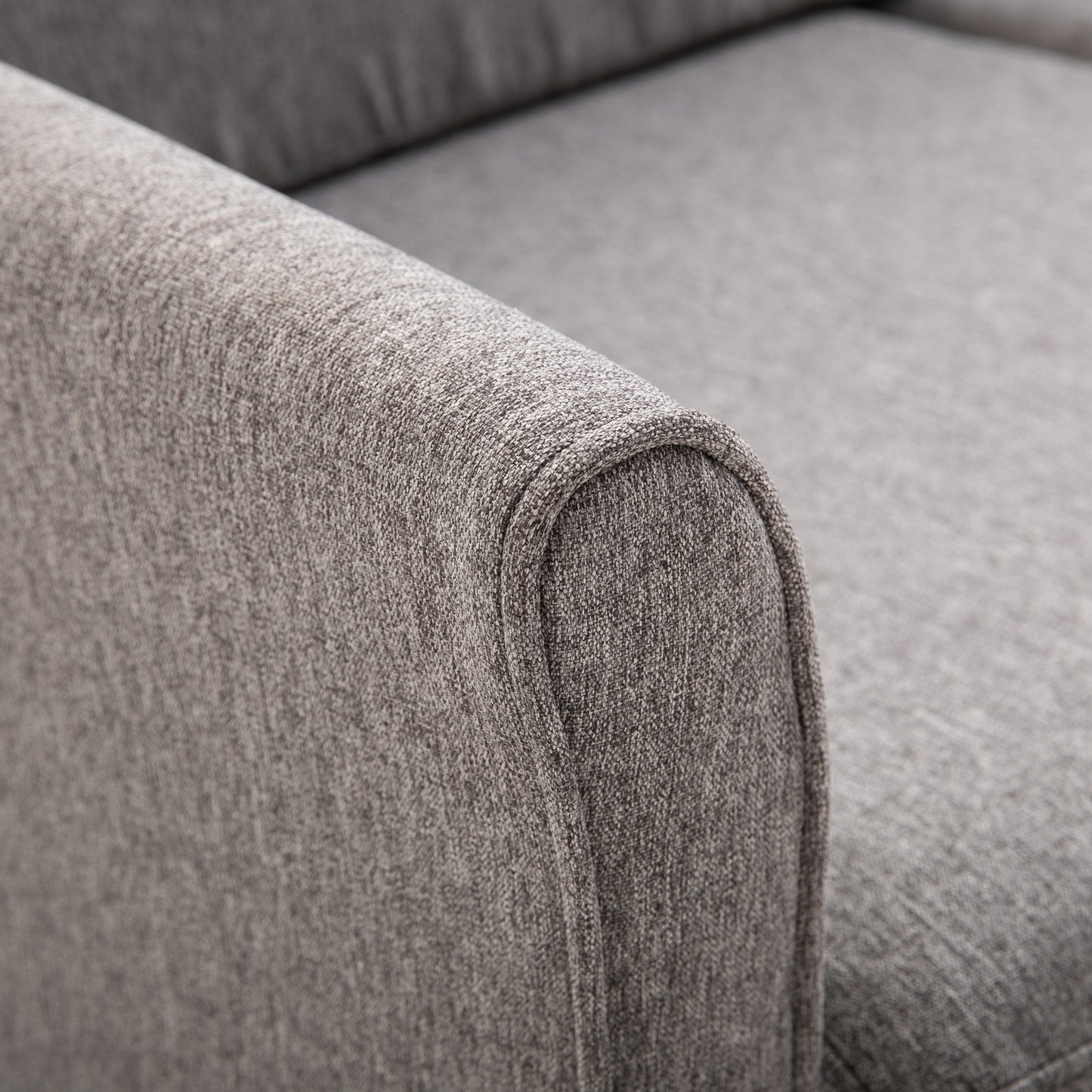 HOMCOM® Zweisitzer Sofa | Abnehmbare Kissen | Leinen, Schaumstoff, Kautschukholz | Hellgrau | 141 x 70 x 78 cm