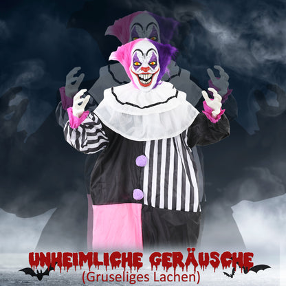 HOMCOM Grusel-Clown Halloween-Dekoration، beweglich، Lach-Funktion، وردي + ليلى