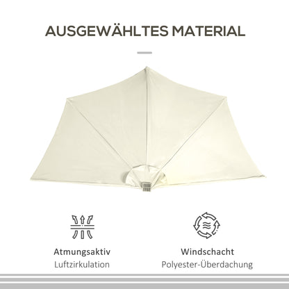 Outsunny Sonnenschirm، Terrassenschirm، halbrund، mit Solarpaneel، 20 LEDs، Handkurbel، بيج، 2,70 x 1,35 x 2,40 م