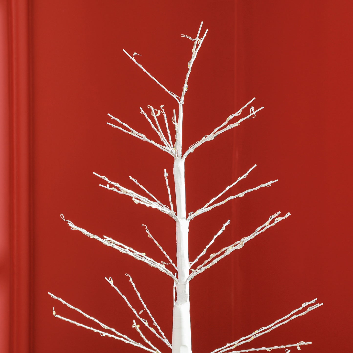 HOMCOM Kunsttanne mit LED-Beleuchtung, 180 cm hoher Weihnachtsbaum, realistische Rinde, Weiß