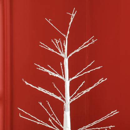 HOMCOM Kunsttanne mit LED-Beleuchtung, 180 cm hoher Weihnachtsbaum, realistische Rinde, Weiß