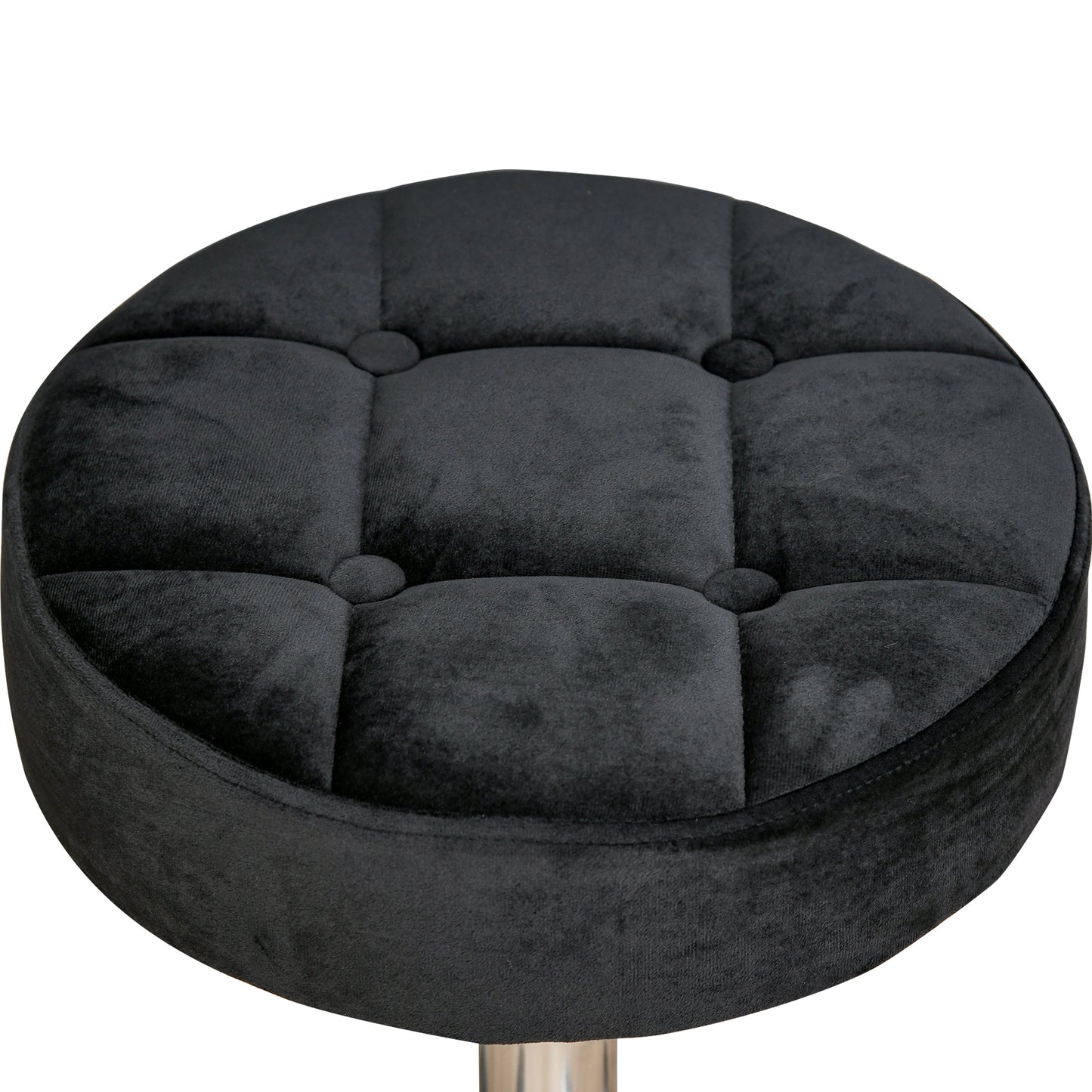 HOMCOM Salonhocker, höhenverstellbar, Bezug i Samtoptik, Ø35 x 49-61 cm, Schwarz