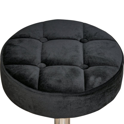 HOMCOM Salonhocker, höhenverstellbar, Bezug i Samtoptik, Ø35 x 49-61 cm, Schwarz
