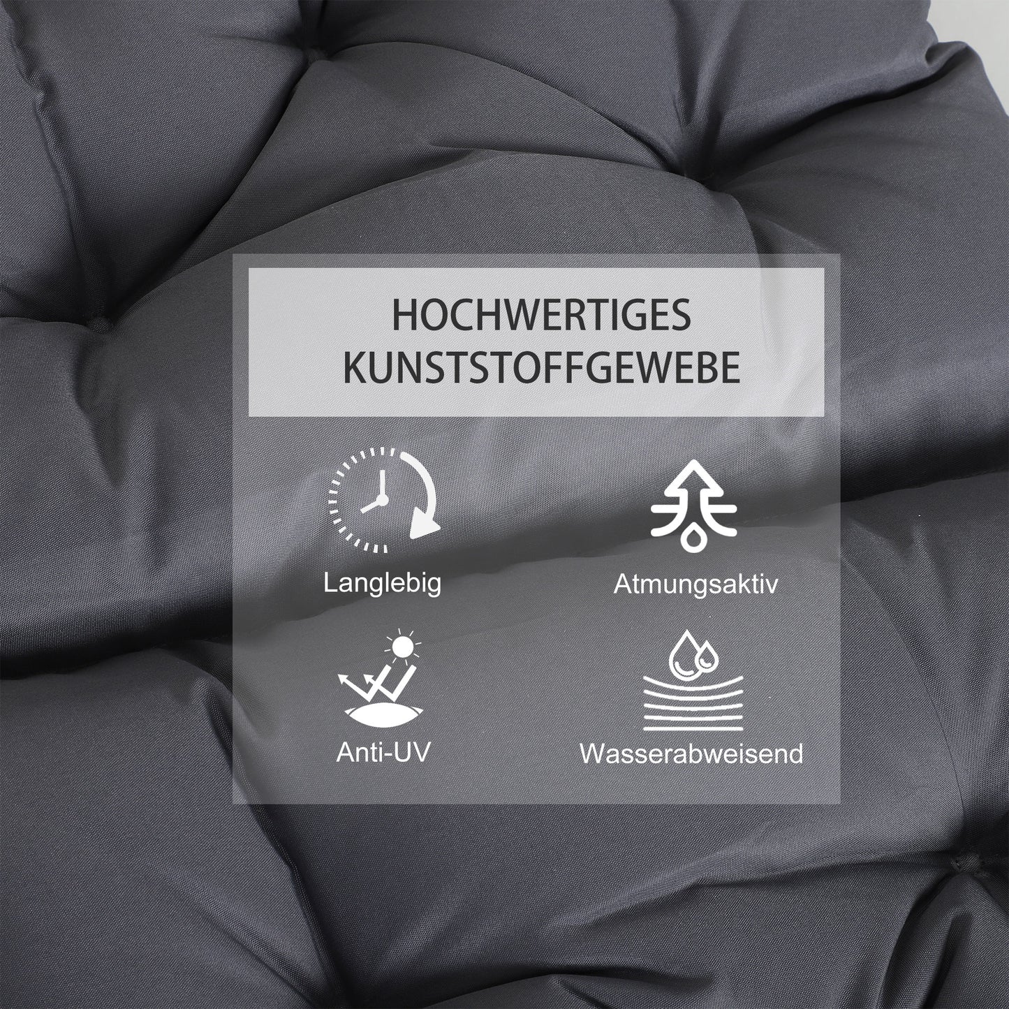 Outsunny 2er-Set Sitzkissen, 98cm x 50cm x 8cm Stuhlkissen mit Bänder, Polsterauflage, waschbar/Ergonomische Sitzpolster für Haus, Garten, Sofa, Grau