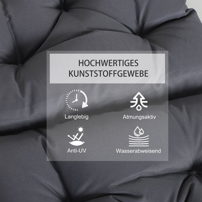 Outsunny 2er-Set Sitzkissen, 98cm x 50cm x 8cm Stuhlkissen mit Bänder, Polsterauflage, waschbar/Ergonomische Sitzpolster für Haus, Garten, Sofa, Grau