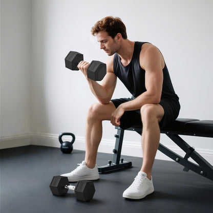 HOMCOM Hanteln mit gerändeltem Griff, Kurzhantel aus Gusseisen, 2 x 20kg für Zuhause, Fitnessstudio, Krafttraining