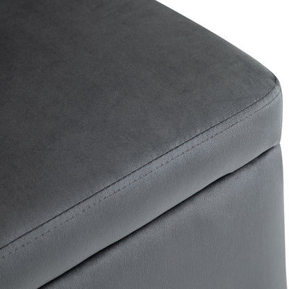 HOMCOM Sitzbank mit Stauraum Polsterbank mit Samtoptik, Sitztruhe mit Metallbeine, Truhenbank für Wohnzimmer Schlafzimmer Flur 100 x 40 x 42 cm, Dunkelgrau