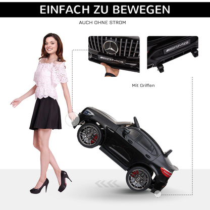 HOMCOM Kinder Elektroauto 12V Kinderauto mit 2,4 G Fernbedienung, 2 Motor, Kinderfahrzeug mit Hupe, Musik, Sicherheitsgurt, Elektrofahrzeug für 37-60 Monate Kinder, Schwarz