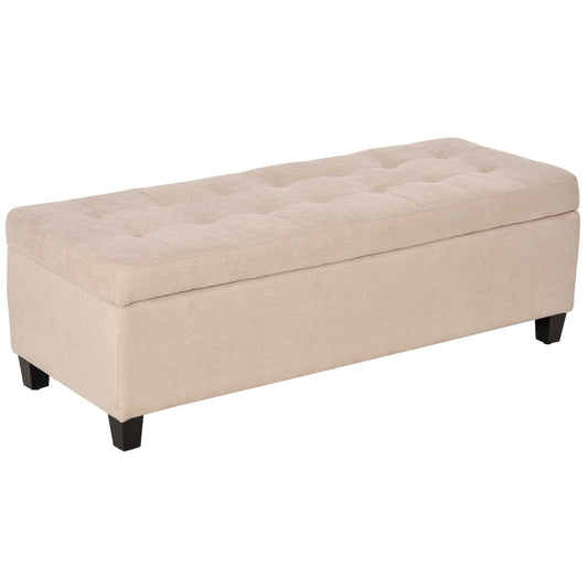 HOMCOM Polsterbank mit Stauraum, Knopfheftung, bis 120 kg, 125 x 49 x 41,5 cm, Beige