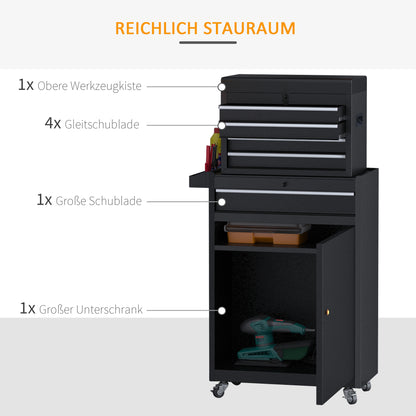 DURHAND Werkstattwagen Werkzeugschrank Werkzeugkasten mit 5 Schubladen 360°-Rollen Metall 60 x 28 x 104,5 سم