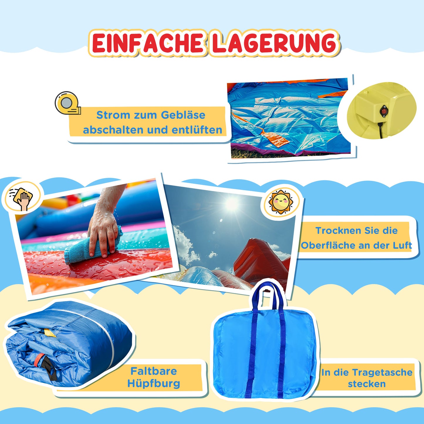 HOMCOM Hüpfburg mit Rutsche und Sicherheitsnetz, bis 100 kg, 3-10 Jahre, 300x180x160cm