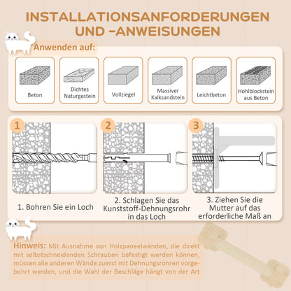 PawHut 5-teiliges Katzen-Kletterset mit Kratzpfosten, Sprungplattformen, Leiter, Haus, Wandmontage, Beige