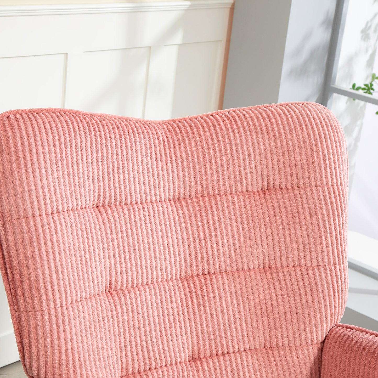 HOMCOM Schaukelstuhl, Relaxsessel, Schaukelsessel, belastbar bis 120 kg, Polyester, 98 x 71 x 101 cm, Rosa