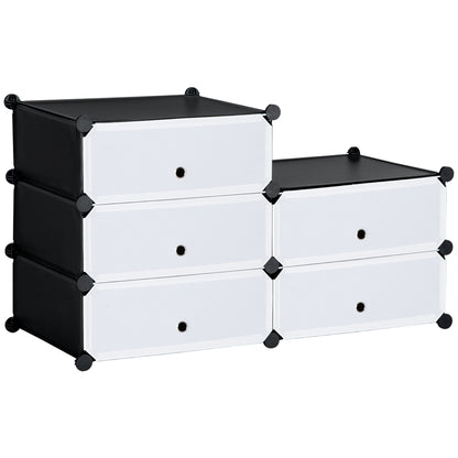 HOMCOM Modulares Regalsystem für 6 Paar Schuhe, 49 cm x 36,5 cm x 108 cm, Schwarz