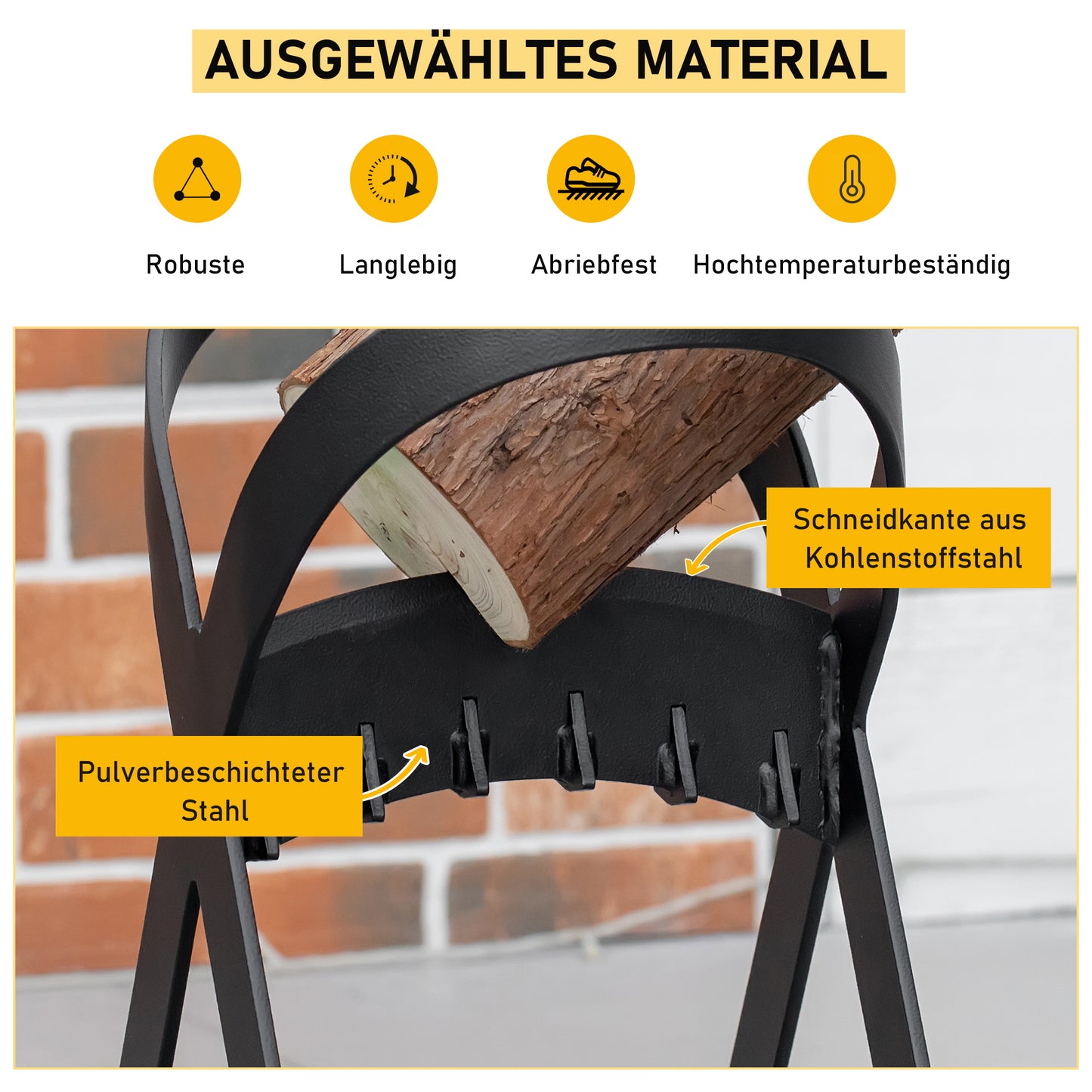 Outsunny Manueller Holzspalter aus Karbonstahl Brennholzspalter schnelles Brennholzspaltwerkzeug leicht zu bedienen für Campen Outdoor Schwarz 24,4 x 20,8 x 37,4 cm