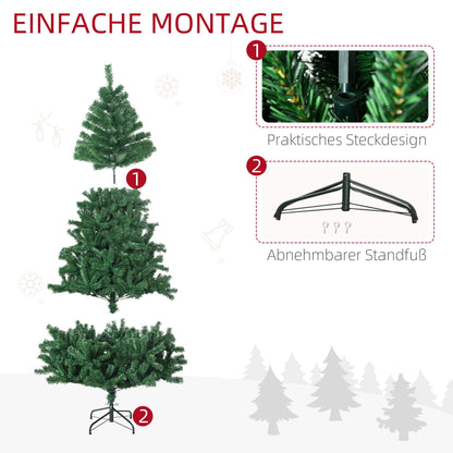 HOMCOM Künstlicher Weihnachtsbaum 180 cm künstlich Tannenbaum mit 1000 Spitzen Christbaum Weihnachtsdeko inkl. Metallständer für drinnen
