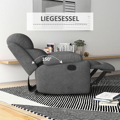 HOMCOM Relaxsessel Liegesessel Fernsehsessel، Liegefunktion Leinenoptik، 93 سم × 88 سم × 102 سم، غراو