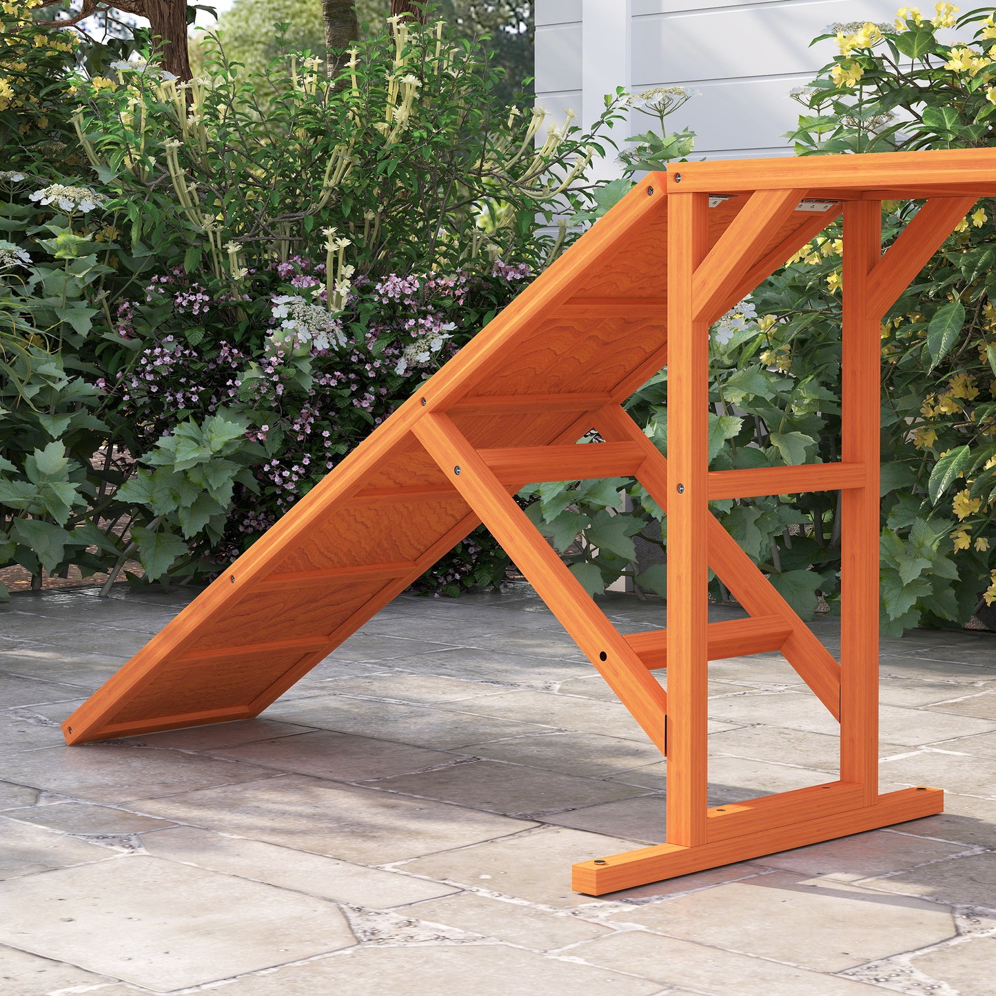 PawHut Agility Hunderampe, Parcours, rutschfest, wetterfest, Holz, 335 x 55 x 60 cm, Orange