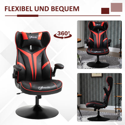 Vinsetto Gaming Stuhl ergonomischer Computerstuhl mit Wippfunktion Drehstuhl höhenverstellbar Stahl Schwarz+Rot 67 x 70 x 106-112 سم