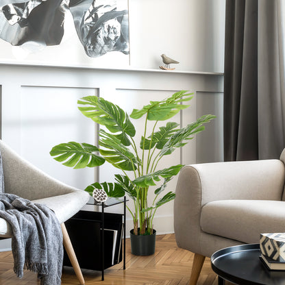 HOMCOM Kunstpflanze Realistische Kunstpflanze Monstera Deliciosa,1 Übertopf und Zementerde,17,5 سم × 17,5 سم × 120 سم، أخضر