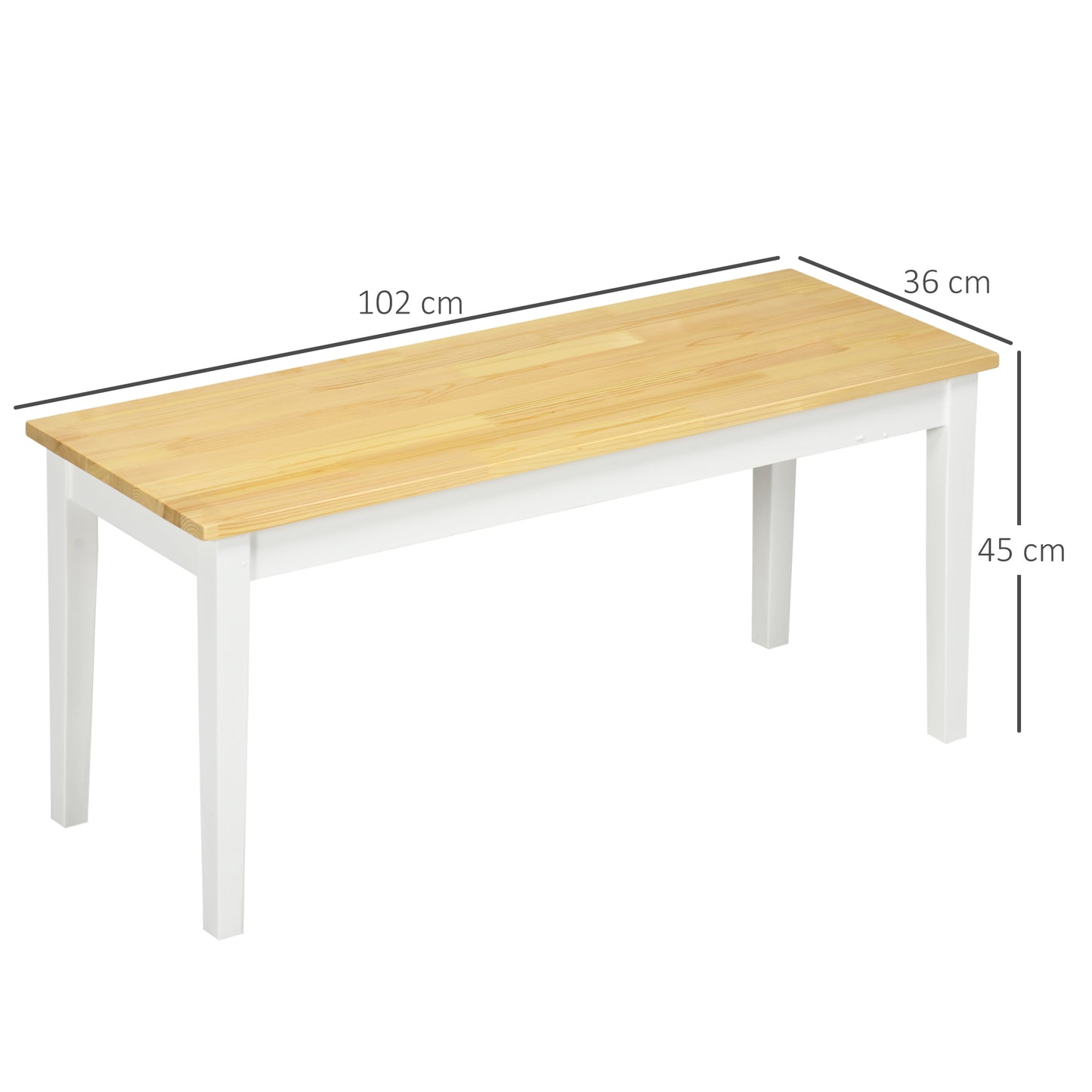 HOMCOM Sitzbank Holzbank 2er-Sitzbank, Massivholz, lackiert, Natur+ Weiß