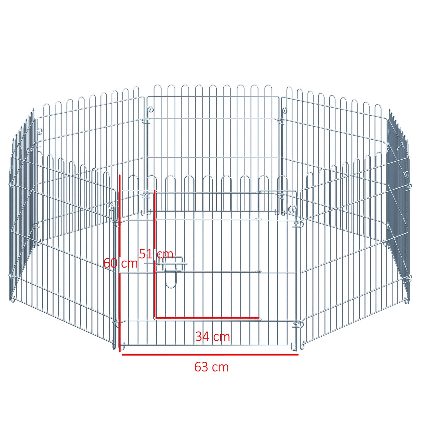 PawHut Freilaufgehege Welpenauslauf Welpenzaun Laufstall Welpengitter for Tier 8-teilig B63 x H60 سم