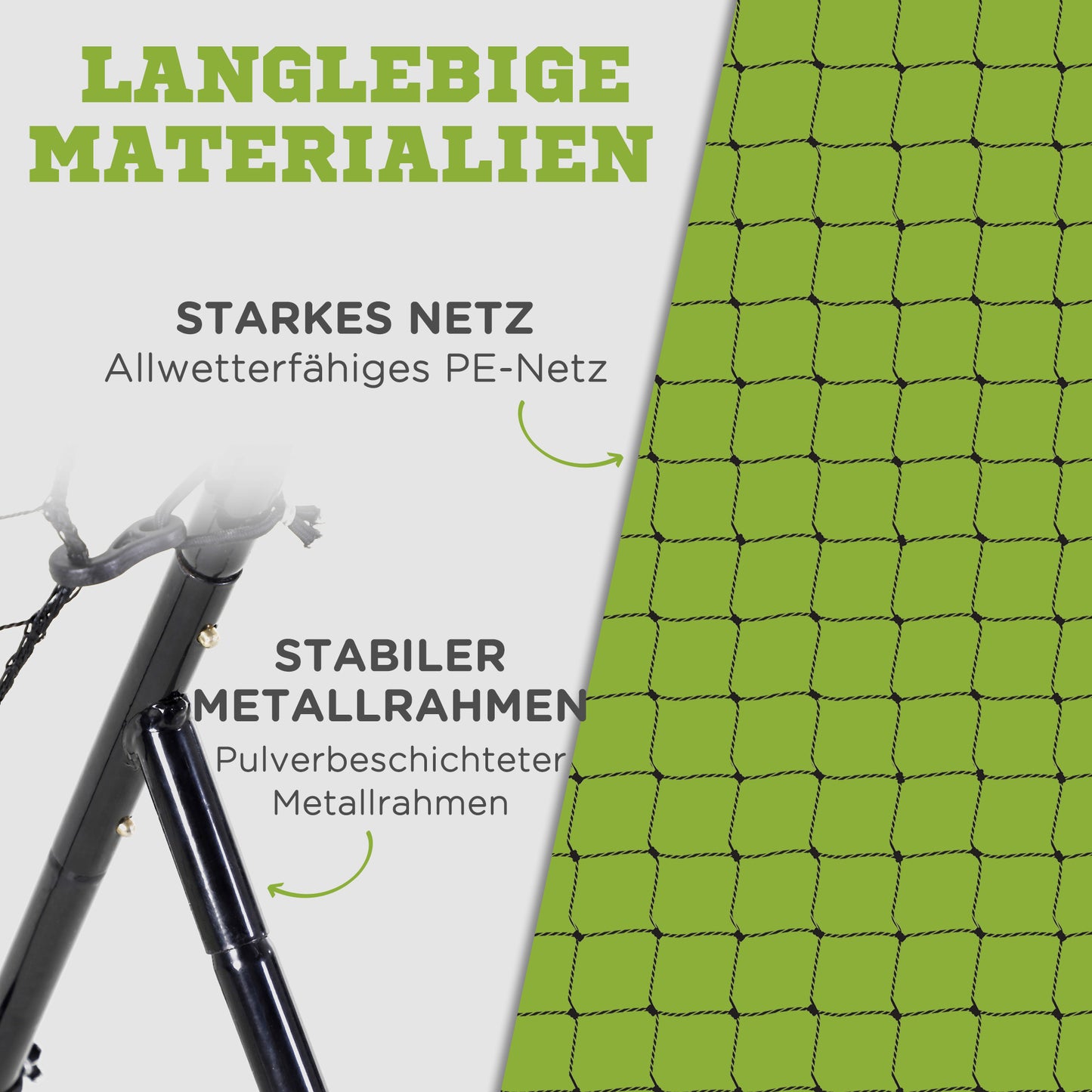 HOMCOM Baseball-Rückprallnetz، رطب، معدني، أخضر Trefferzone، 174H x 123B x 90T سم