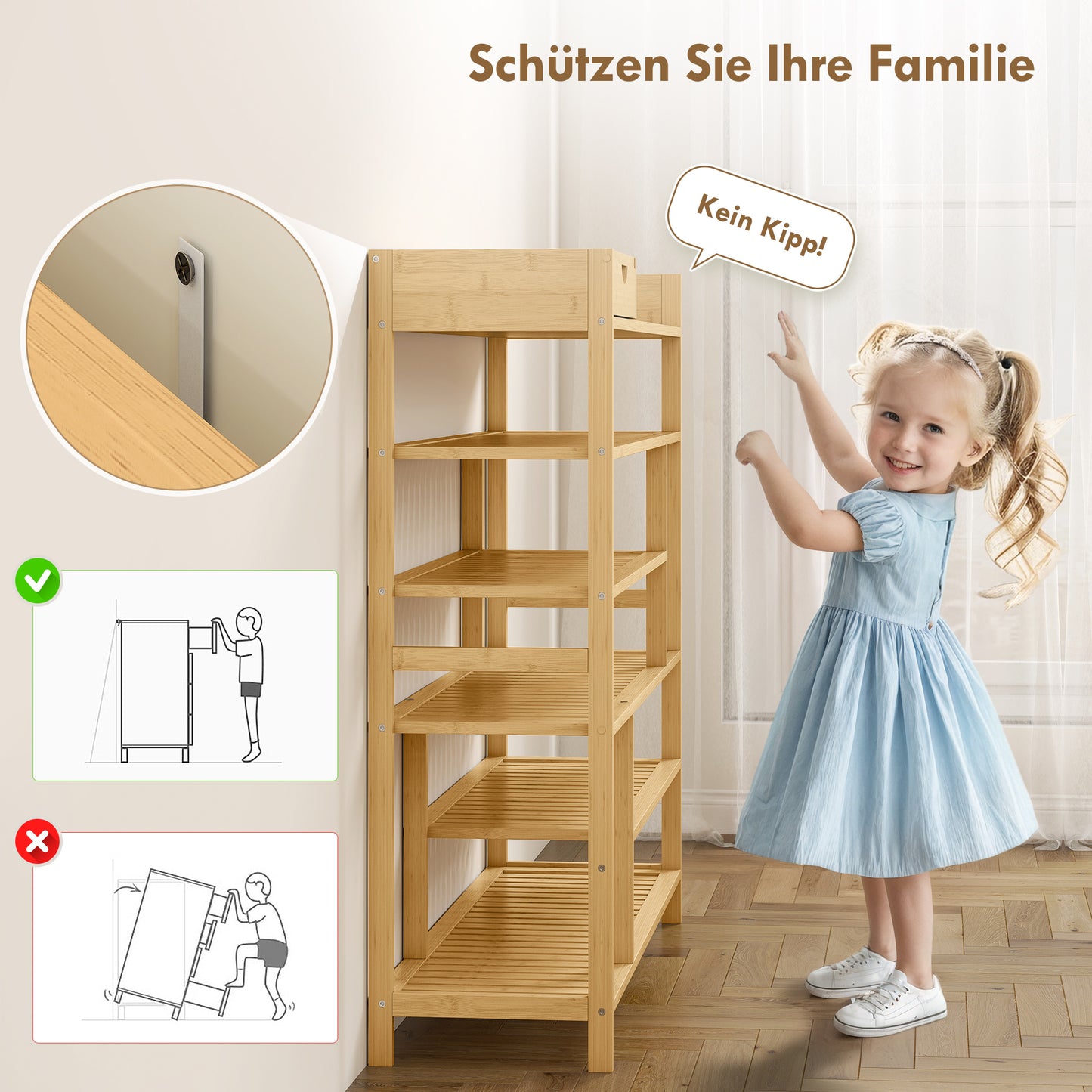 HOMCOM Schuhregal, Schuhständer mit 6 Ebenen, Schublade aus Bambus, für max. 18 بار شوهي، شوهابلاج فور إينغانغ، شلافزيمر، 101 × 30 × 100 سم، طبيعي