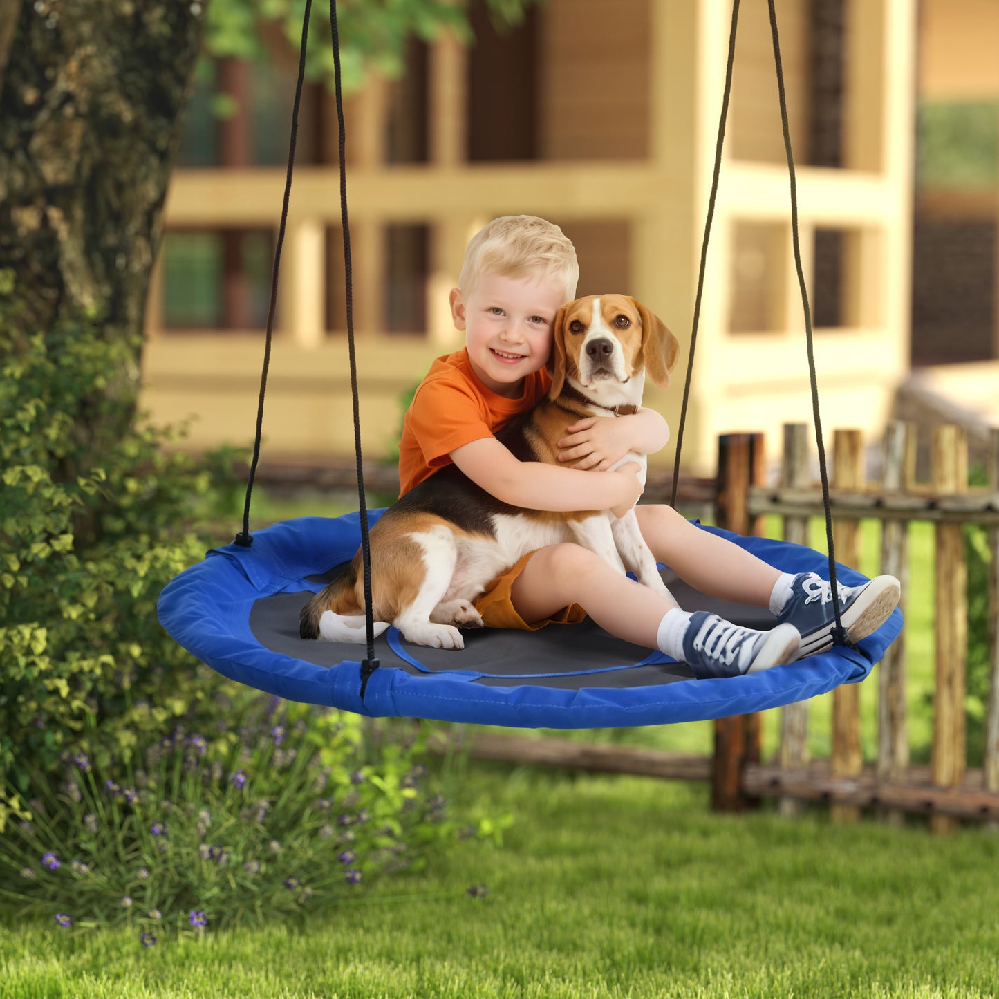 Outsunny Nestschaukel، wetterfest، bis 100 كجم، längenverstellbare Seile، Φ110 سم، Blau