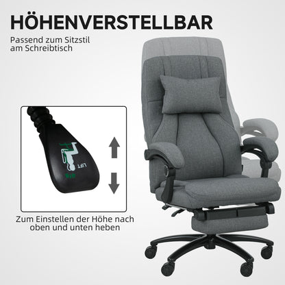 Vinsetto Massage-Bürostuhl, USB-Schnittstelle, schwenkbare Räder, Dunkelgrau