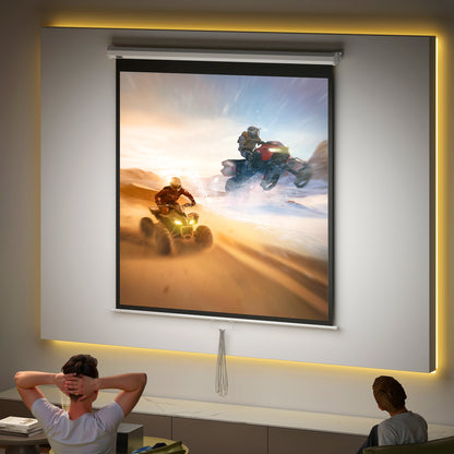 HOMCOM Beamer Leinwand 152 x 152 cm 85 Zoll 1:1 HD 4K Projektionsleinwand für Heimkino Büro-Präsentationen