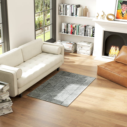 HOMCOM Teppich Wohnzimmerteppich im Modern Stil, waschbar Flächenteppich 150 x 80 cm Dunkelgrau