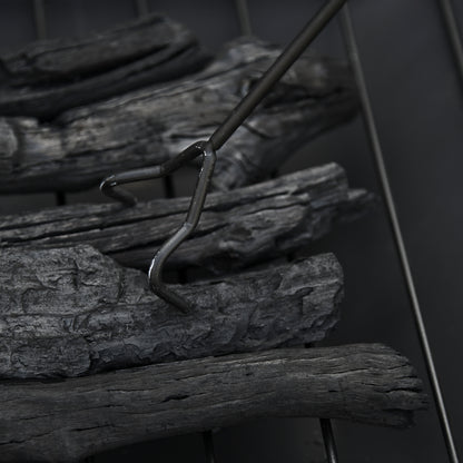 Outsunny 3-in-1 Feuerschale Feuerkorb Feuerstelle mit Funkenschutz Grillrost Eiskübel Garten BBQ Schwarz 76cm x 76cm x 47cm