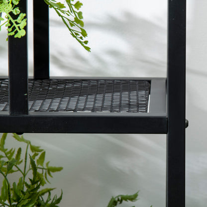 Outsunny Pflanzenregal mit 4 Regalen, wetterbeständig, Blumentreppe, 91 cm x 25 cm x 83 cm, Schwarz