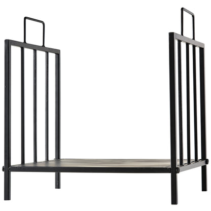 Outsunny Kaminholzregal für innen 44,5 x 33 x 46,5cm Brennholzregal mit Griffe für Feuerholz, Brennholz Metall Schwarz
