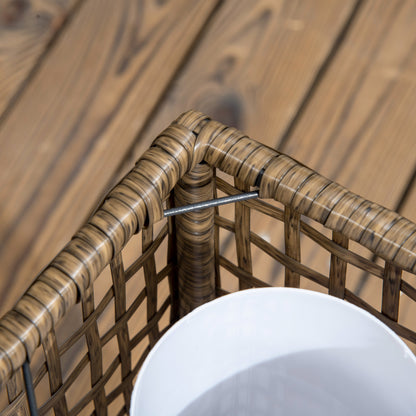 Outsunny Außenleuchte, Gartenlampe, Solarbetrieb, 8h Leuchtdauer, Einschaltautomatik, Rattanoptik, 15,5 x 15,5 x 46 cm